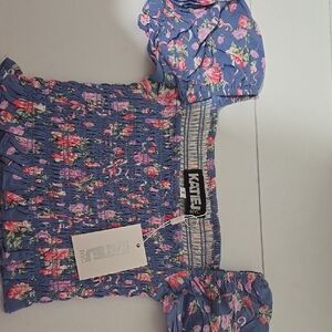 Floral Smocked Top with Short Sleeves